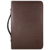 Cross Bible Cover, Textured Brown Large