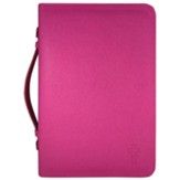 Cross Bible Cover, Textured Leather-look Bible Cover, Fuchsia, Large