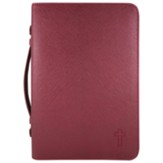 Cross Bible Cover, Textured Leather-look Bible Cover, Burgundy, Large