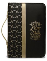 Faith Bible Cover, Black and Gold, Large