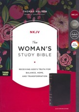 NKJV Woman's Study Bible--genuine  leather, black (indexed)
