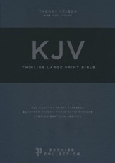 KJV, Thinline Bible, Large Print, Premium Goatskin Leather, Black, Premier Collection, Red Letter, Comfort Print - Imperfectly Imprinted Bibles