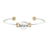 Believe Oval Bracelet, Two Toned