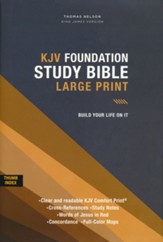 KJV Large-Print Foundation Study Bible--hardcover, gray (indexed)