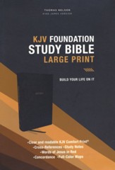 KJV Large-Print Foundation Study Bible--soft leather-look, black