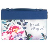 It Is Well With My Soul Floral Bible Cover, Blue, X-Large