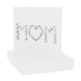 Mom Card with Heart Earrings, Silver