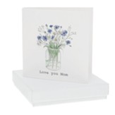 Love You Mom Card with Cubic Zirconia Earrings