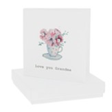 Love You Grandma Card with Cubic Zirconia Earrings