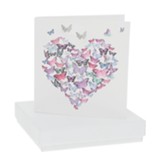 Heart & Butterfly Card with Butterfly Earrings, Silver