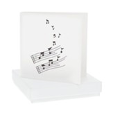 Music Notes Card with Music Note Earrings, Silver