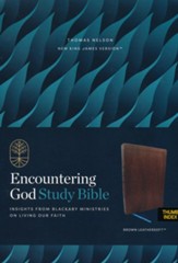 NKJV Encountering God Study Bible, Comfort Print--soft leather-look, brown (indexed)