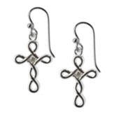 Open Design Cross and Cubic Zirconia Earrings