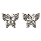 Clear Cubic Zirconia Butterfly Post Earrings
