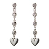 Small Heart with Cubic Zirconia Chain Drop Earrings