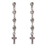 Small Cross with Cubic Zirconia Chain Drop Earrings