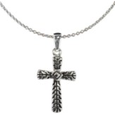 Silver with Black Outline Accents Cross Necklace