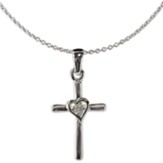 Small Cross with Open Heart Necklace