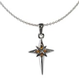 Silver Cross with Gold Starburst Necklace