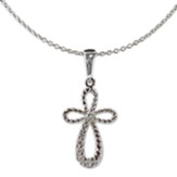 Open Cross Necklace, Silver