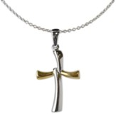 Modern Cross Necklace, Silver and Gold