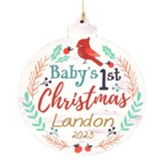 Personalized, Ornament, Round, Baby's First Christmas