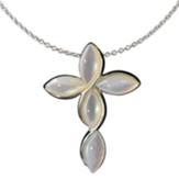 Cross Necklace, White Faux Mother of Pearl