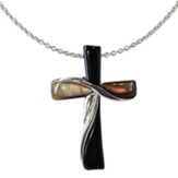 Cross Necklace, Dark Shell and Black