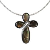 Rounded Tear Cross Necklace, Shell