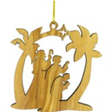 3 Kings and Palm Trees Holy Land Olive Wood Christmas Ornament
