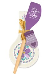 The Greatest of These is Love Spoon Rest/Spatula Gift Set, Purple