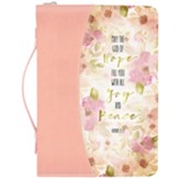 Peach Flowers Bible Cover, Large