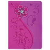 Filled with Joy Zippered Journal, Pink and Purple