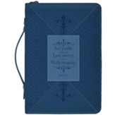Act Justly Love Mercy Bible Cover, Blue on Blue Wrap Patch, Medium