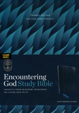 NKJV Encountering God Study Bible, Comfort Print--genuine leather, black (indexed)