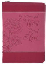 Encouraged In Heart Zipped Journal, Pink, Red