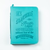 She is Clothed in Strength and Dignity Bible Cover, Teal, Medium