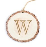 Personalized, Barky Ornament, with Monogram, White Wood