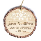 Personalized, Barky Ornament, with Snowflakes, Our  First Christmas