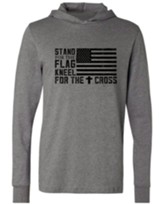 Stand for the Flag Hooded Long Sleeve Shirt, Gray, Large