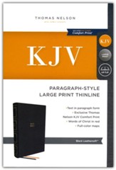 KJV Paragraph-style Large Print Thinline Bible, Comfort Print--soft leather-look, black