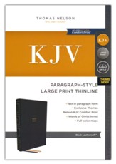 KJV Paragraph-style Large Print  Thinline Bible, Comfort Print--soft leather-look, black (indexed)