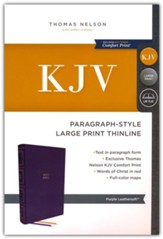 KJV Paragraph-style Large Print Thinline Bible, Comfort Print--soft leather-look, purple - Slightly Imperfect