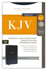 KJV, End-of-Verse Reference Bible, Personal Size Large Print, Leathersoft, Black, Red Letter, Thumb Indexed, Comfort Print