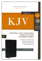KJV, End-of-Verse Reference Bible, Personal Size Large Print, Genuine Leather, Black, Red Letter, Thumb Indexed, Comfort Print