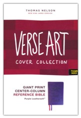 NKJV, Giant Print Center-Column Reference Bible, Verse Art Cover Collection, Leathersoft, Purple, Thumb Indexed, Red Letter, Comfort Print