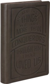 KJV, Large Print Center-Column Reference Bible, Verse Art Cover Collection, Genuine Leather, Brown, Red Letter, Comfort Print