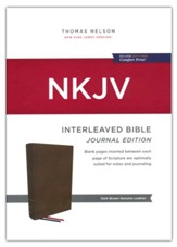 NKJV Interleaved Bible, Journal Edition, Comfort Print--genuine leather, brown