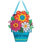 Welcome, Hanging Fabric Flower Pot