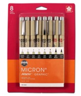 PIGMA Micron Pen Set, Black, Pack of 8